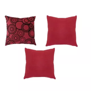 Cojines Gamuza Rojo, Set 3 Piezas. 45*45 Cms. Dormireal.