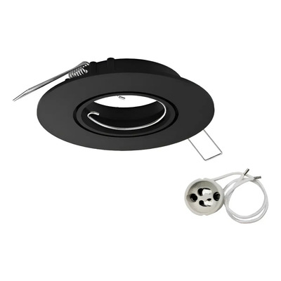 Pack X 5 Spot Negro Embutir Redondo Aluminio Baños Gu10 Negro Baños