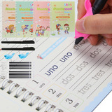 4 Pzs Caligrafia Para Niños+10 Repuestos, Libro De Caligrafia En Español, Copybook Reutilizable, Cuadernos Magico Práctica Para Niños Y Niñas, Aprendan Español, Matemáticas Y Dibujo