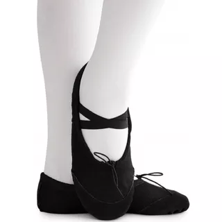 Zapatillas De Ballet Media Punta Lona Suela Partida - Black
