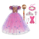 T Vestido Halloween Princesa Niña Lentejuelas Con Peluca