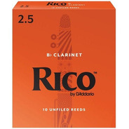 Caja 10 Cañas Rico Rca1025 Para Clarinete En Sib Medida 2,5