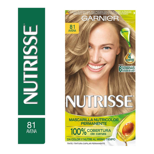Kit Tinte Garnier  Nutrisse regular clasico Mascarilla nutricolor permanente tono 81 avena para cabello