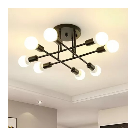 Lámpara Techo Led Colgante Sala Familia Moderna 8luces Focos