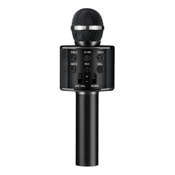 Microfono Inalambrico Karaoke Bluetooth Y Bocina Diversion Color Negro