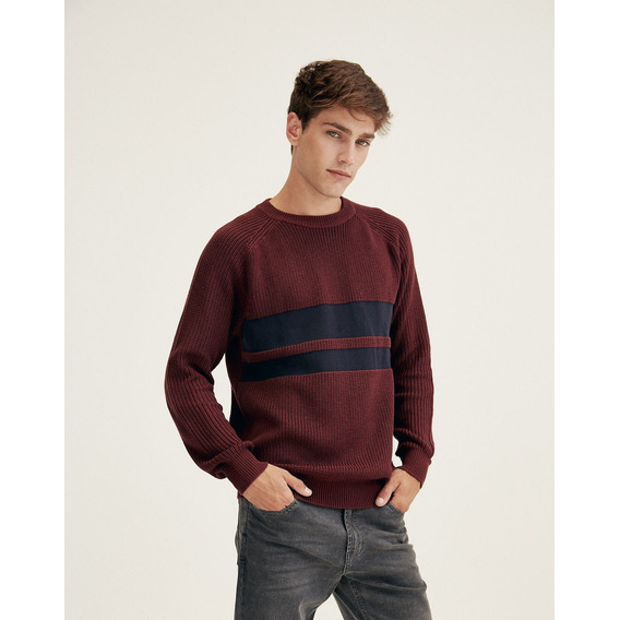 Sweater Tay, Hombre, Cuello Redondo, Algodón, Bordo, Equus