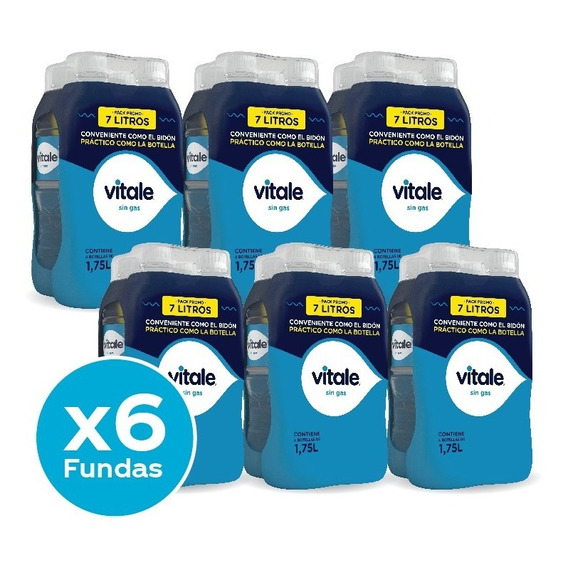 6 Packs Agua Vitale Sin Gas 1.75 Litros Multipack Funda X4