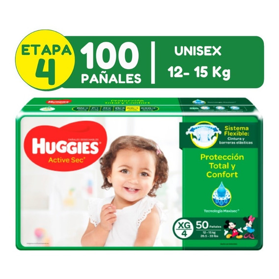 Pañales Huggies Etapa 4 X 100 Unds. Pañales Etapa 4