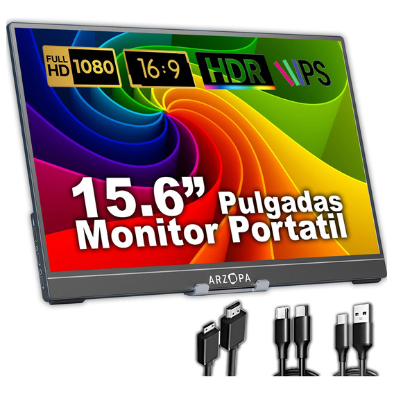 Monitor Metálico Portátil 15.6'' Pc Laptop Xbox Ps Switch