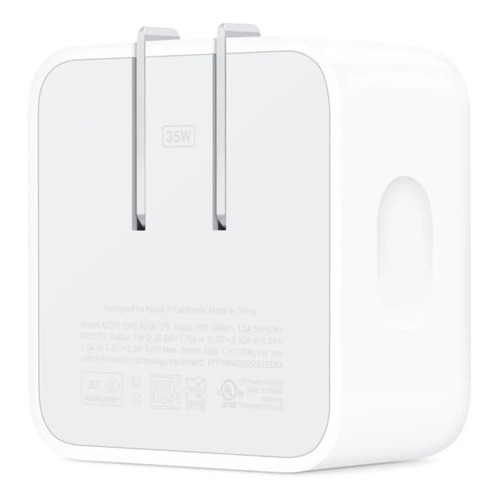 Cargador Cubo 35w Doble Usb-c+c Carga Rápida Compatible Andr Color Blanco