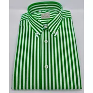 Camisa Algodón Diseño Rayas Verde Marca Croix