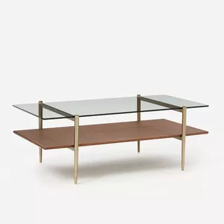 Mesa Baja Ratona Hierro Vidrio Rectangular Diseño 90x50