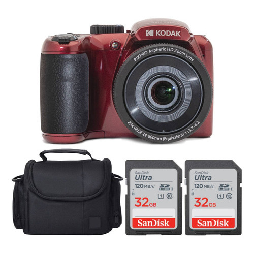 Kodak Pixpro Az255 - Cámara Digital + Tarjeta De Memoria S. Color Rojo