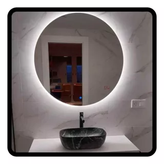 Espejo Touch Luz Led 90 Cm Diam Redondo Baño Accesorios 