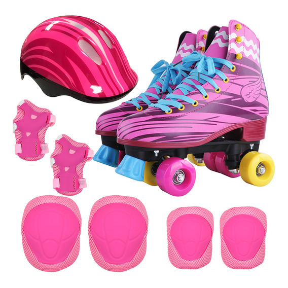 Set Patines 4 Ruedas Gadnic + Casco + Protecciones Niños 