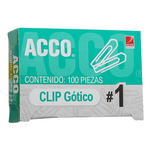 Clip Acco Gótico No.1 Caja C/100 Clips - P1680 /v Color Plateado