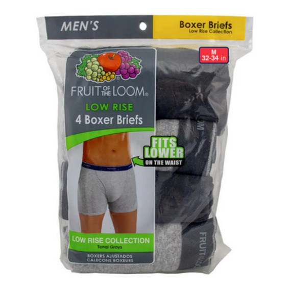  Pack 4 Boxer Largo Gris/negro Caballero Fruit Of The Loom