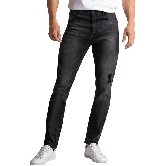 Jeans Caballero Seven Skinny Semi Recto Negro Hombre 