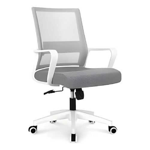 Silla De Escritorio Oficina Lumax Ryan - Gris/blanco Color Blanco Material Del Tapizado Cuero Sintético