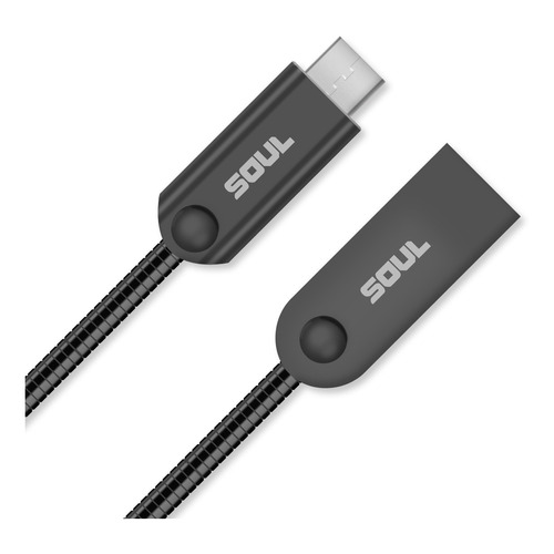 Cable Cargador Usb Micro Usb Iron Flex Reforzado Metalico Color Negro