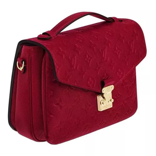 Bolsa bandolera Louis Vuitton Pochette Métis diseño escarlata/monogram  empreinte de cuero granulado roja escarlata con correa de hombro roja asas  color rojo y herrajes metal