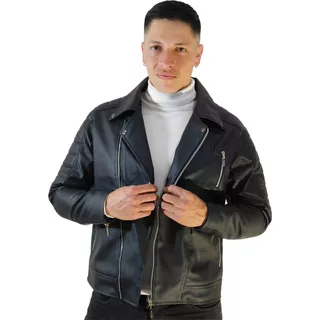 Chaqueta Chamarra Cuero Sintético Para Hombre Clásica