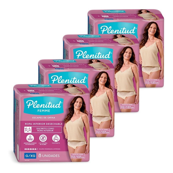 Plenitud Mujer Ropa Interior Femme X 8 Unidades Pack X 4