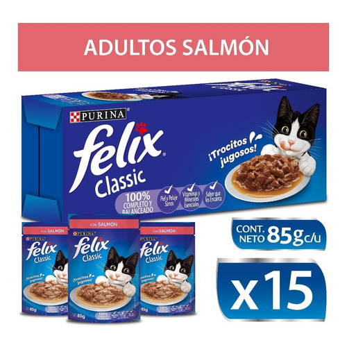 Alimento Húmedo Para Gato Felix® Adultos Con Salmón Sobre 85