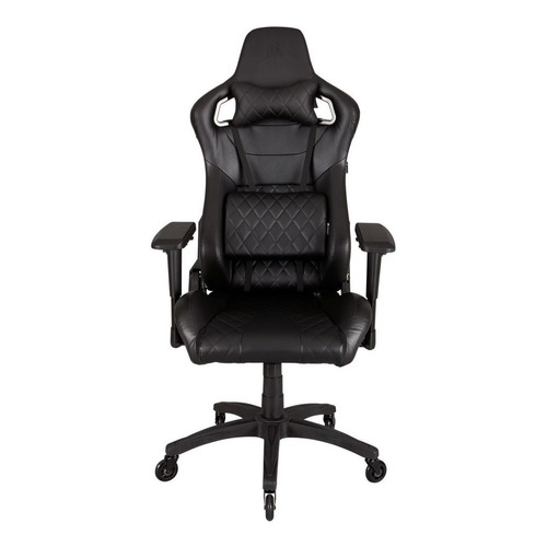 Silla de escritorio Corsair T1 Race gamer ergonómica  negra y negra con tapizado de cuero sintético