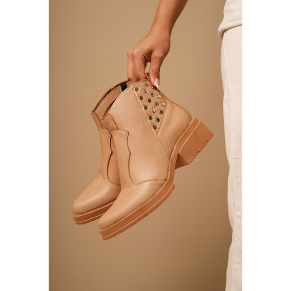 Bota Texana Mujer Diseño Tachas Comodas Bajas Draco