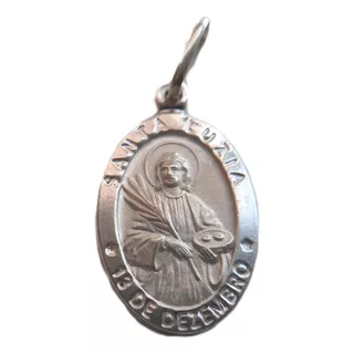 B. Antigo - Medalha Sacra De Santa Luzia Em Prata Italiana 