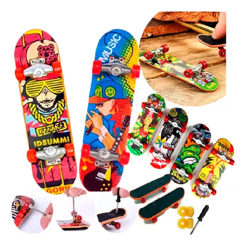 Skate Dedo Infantil Brinquedo Divertido Truck Metal Lixa Kit