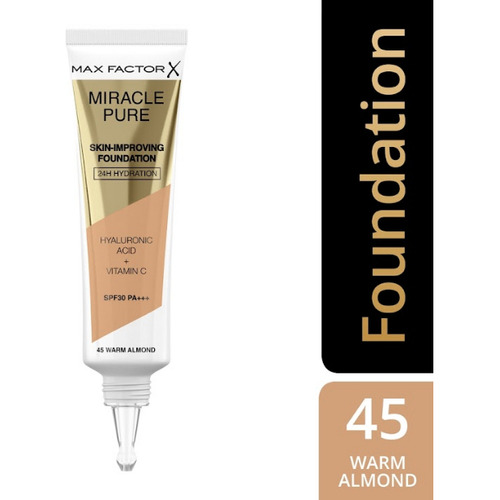 Max Factor Miracle Pure Cure Foundation SPF30 Tono 45 Warm Almond 30 Ml