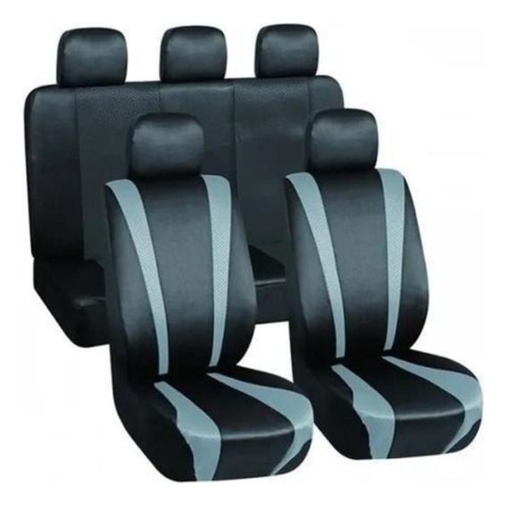 Cubre Asiento Universal Gris Con Negro 11 Pcs Ag-28410/4