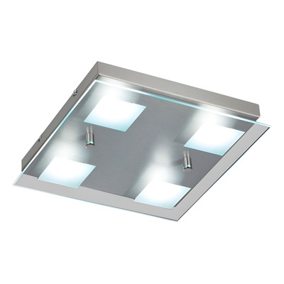 Plafon 4 Luces Batti 24w Acero Vidrio Templado 4625ac King