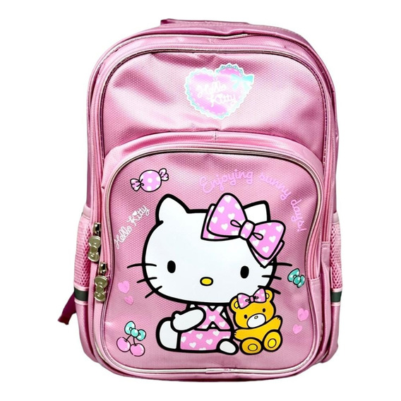 Mochila  De Hello Kitty Original Sanrio Gran Tamaño Escolar