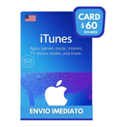 Itunes Gift Card 60 Dolares Usa Cartao iPhone Appstore Apple
