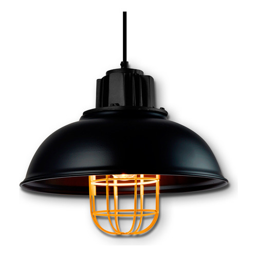 Colgante Led Metalico Vintage Negro Diseño Moderno E27 Color Negro/Oro