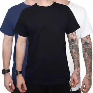 Kit 3 Camisetas Camisas Masculinas Casual 100% Algodão