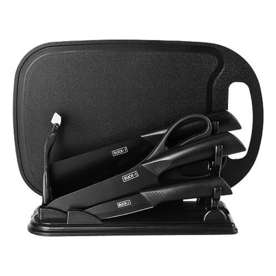 Set De Cuchillos De Cocina Negro De 7 Piezas