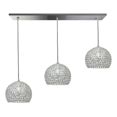 Colgante 3 Luces Esferas Cristal Cairel Luz Desing Cromado Cromo