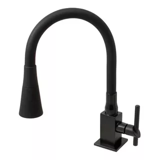 Torneira Cozinha Gourmet Quadrada Flexível 2 Jatos Preta C72 Cor Preto