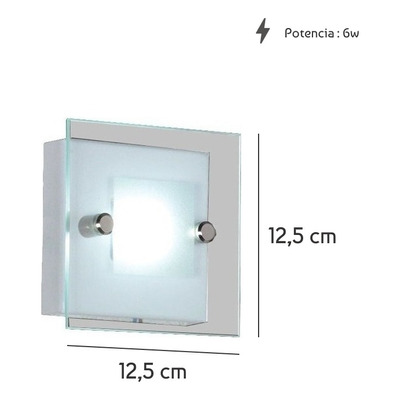 Aplique 1 Luz Led Batti 6w Blanco Vidrio Templado 4621b King