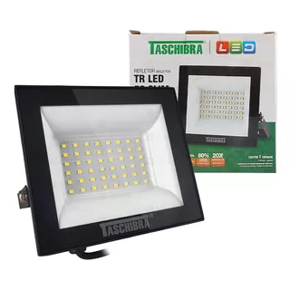 Refletor Iluminação Slim Led Área Externa Ip65 50w 3000k Cor Da Carcaça Preto Cor Da Luz Branco-quente 110v/220v