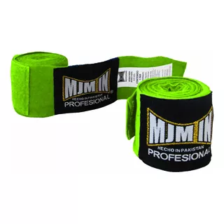 Vendas Para Box Algodón Mma Kick Boxing 4.5 Mts Mjm In Color Verde Neon