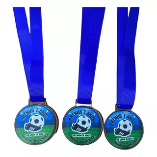 Kit 25 Medalhas Personalizadas Aniversario Futebol 5cm