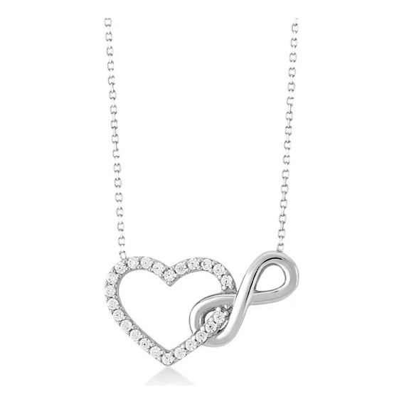 Collar Cadena Con Dije Corazon Infinito Plata 925 Zirconias