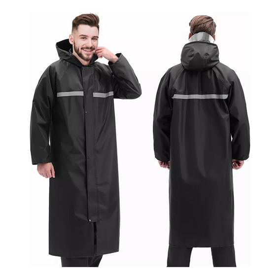 Impermeable Motociclista Negro Reflejantes, Traje De Agua