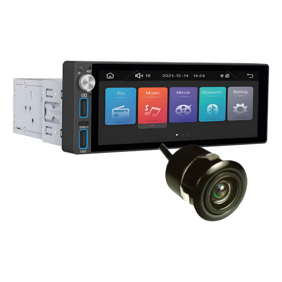 Radio Auto Android 1 Din Con Pantalla 6.85" Táctil 2gb + 32gb Carplay Aiwa Aw-a485bt