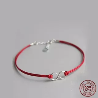 Hermosa Pulsera Hilo Rojo Símbolo Infinito Plata De Ley 925